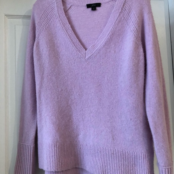 J. Crew orchid v-neck wool blend sweater and scarf - Picture 3 of 6